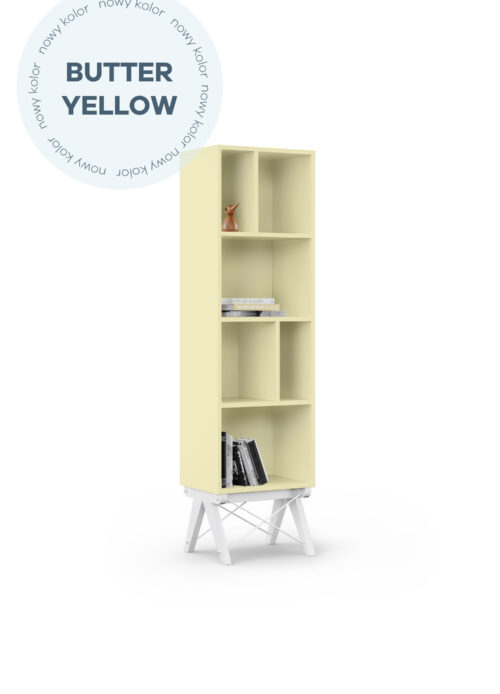 Wąski duży regał z asymetrycznymi szafkami