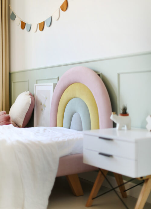 Okazja! Tapicerowany panel ścienny pastelowa tęcza OD RĘKI!