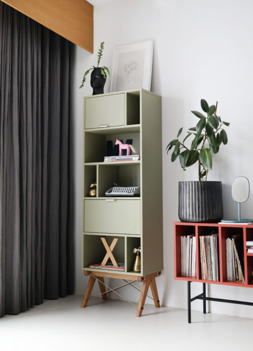 Okazja! Zielony wąski regał TALL POCKET SLIM