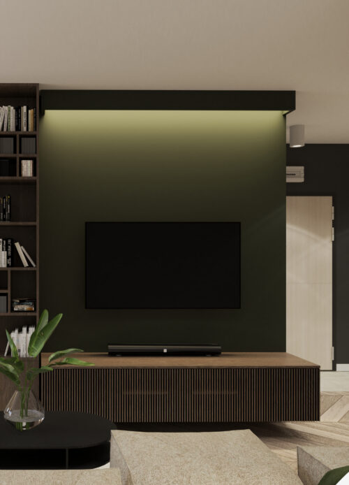 Okazja! Orzechowa podwieszana szafka RTV LINE OD RĘKI