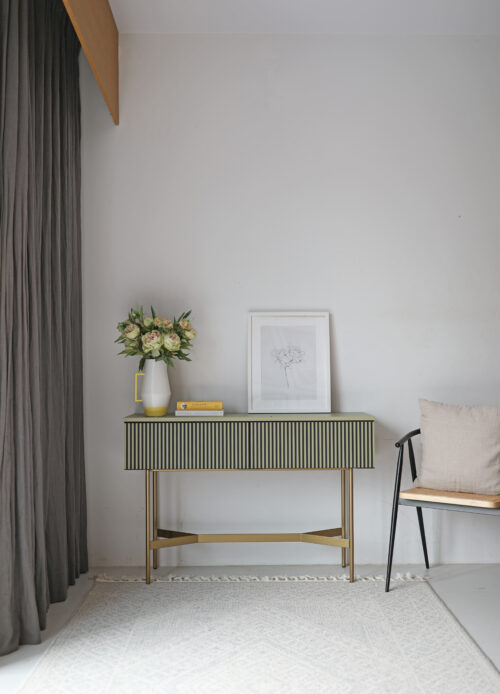 Wyprzedaż! Zielona konsola LINE na złotych nóżkach OD RĘKI