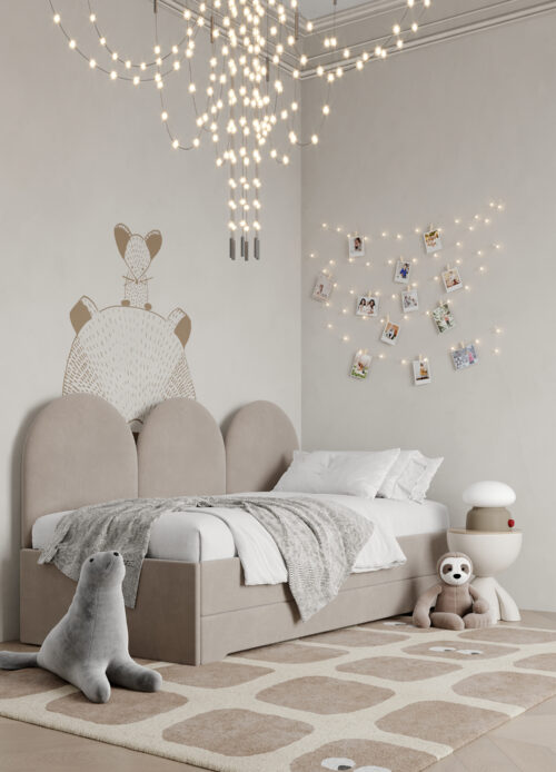 Dwuosobowe łóżko z panelami ściennymi Pille DOUBLE BED