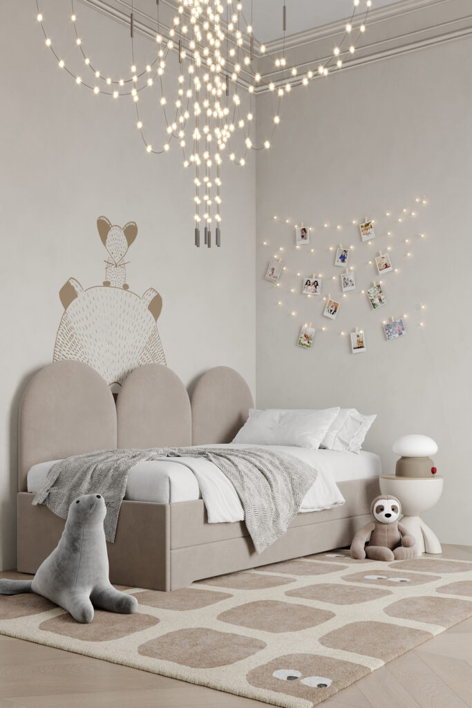 Dwuosobowe łóżko z panelami ściennymi Pille DOUBLE BED