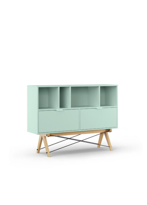 Okazja! Miętowy niski regał z szufladami LOWEST POCKET OD RĘKI