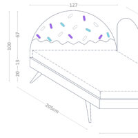Okazja! Łóżko 120x200cm z zagłówkiem w kształcie deseru lodowego + panele ścienne Pille SZYBKI TERMIN