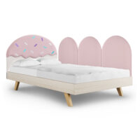 Okazja! Łóżko 120x200cm z zagłówkiem w kształcie deseru lodowego + panele ścienne Pille SZYBKI TERMIN