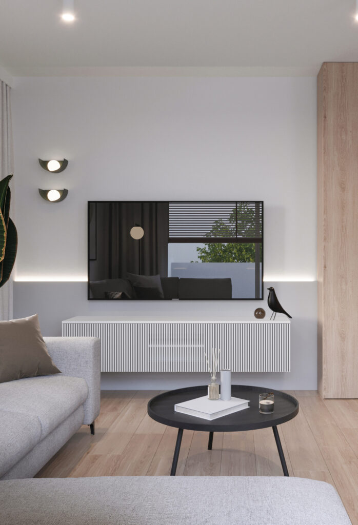 Okazja! 200cm Szeroka podwieszana szafka RTV LINE w kolorze białym OD RĘKI