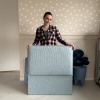 Wyprzedaż! Niebieskie łóżko REDU niskie lub wysokie nóżki, wąski materac 80cm