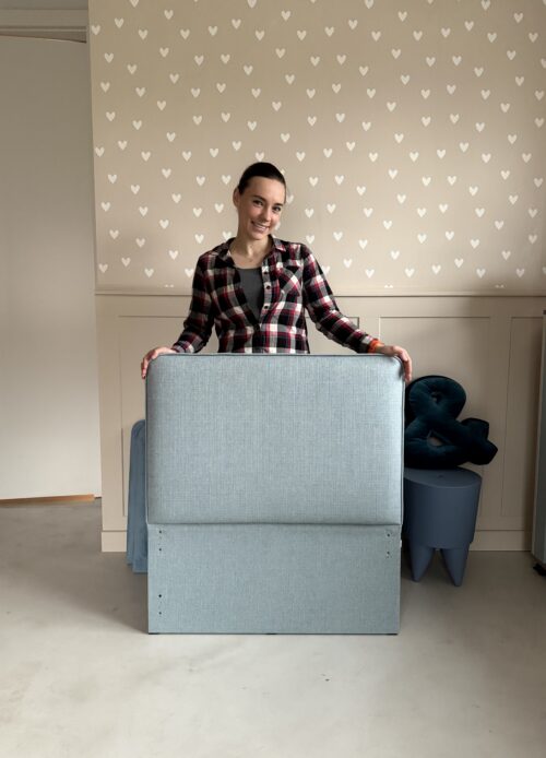 Wyprzedaż! Niebieskie łóżko REDU niskie lub wysokie nóżki, wąski materac 80cm