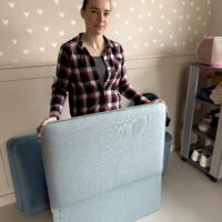 Wyprzedaż! Niebieskie łóżko REDU niskie lub wysokie nóżki, wąski materac 80cm