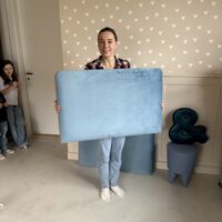 Okazja! Zestaw trzech niebieskich paneli ściennych prostokąt Redu OD RĘKI