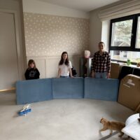 Okazja! Zestaw trzech niebieskich paneli ściennych prostokąt Redu OD RĘKI