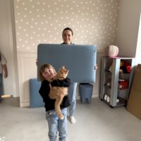 Okazja! Zestaw trzech niebieskich paneli ściennych prostokąt Redu OD RĘKI