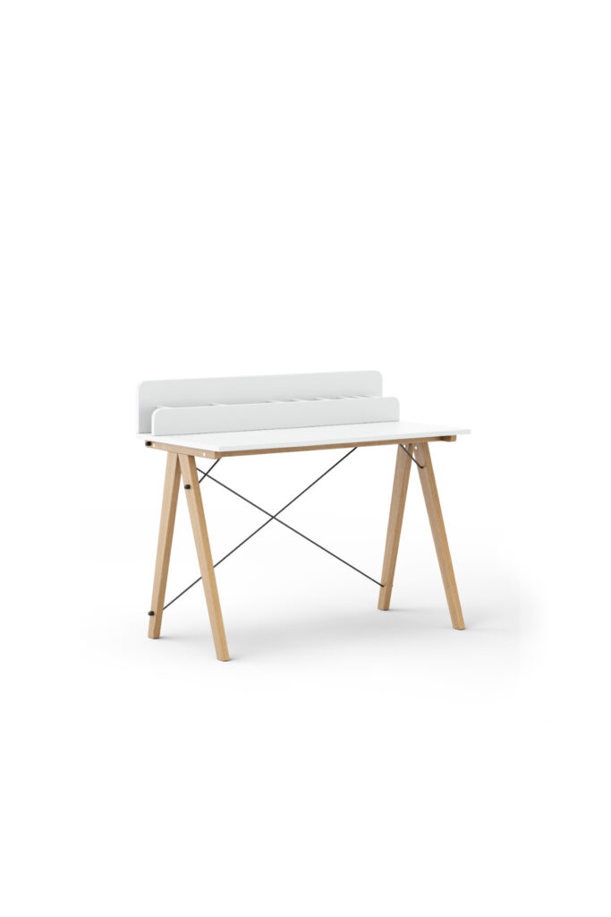 Białe biurko SLIM+ VERTICAL z pionową nadstawką
