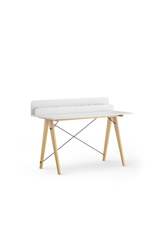 Białe biurko SLIM+ VERTICAL z pionową nadstawką