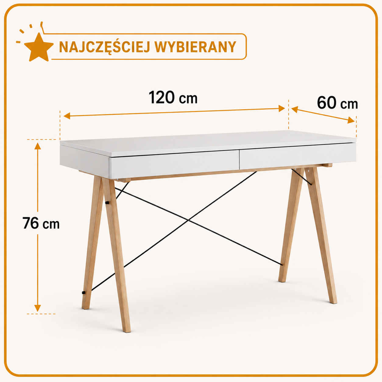 120 x 60 cm – najczęściej wybierana, optymalna przestrzeń do pracy