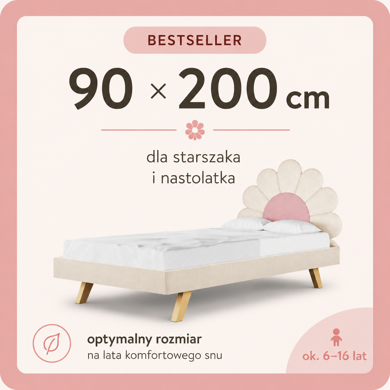 Łóżko do materaca 90 x 200 cm – bestseller dla starszaka
