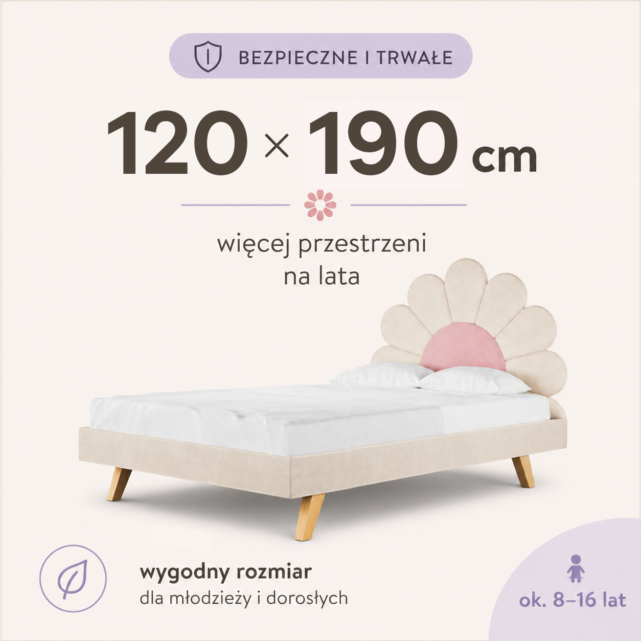 Łóżko do materaca 120 x 190 cm – więcej przestrzeni na lata