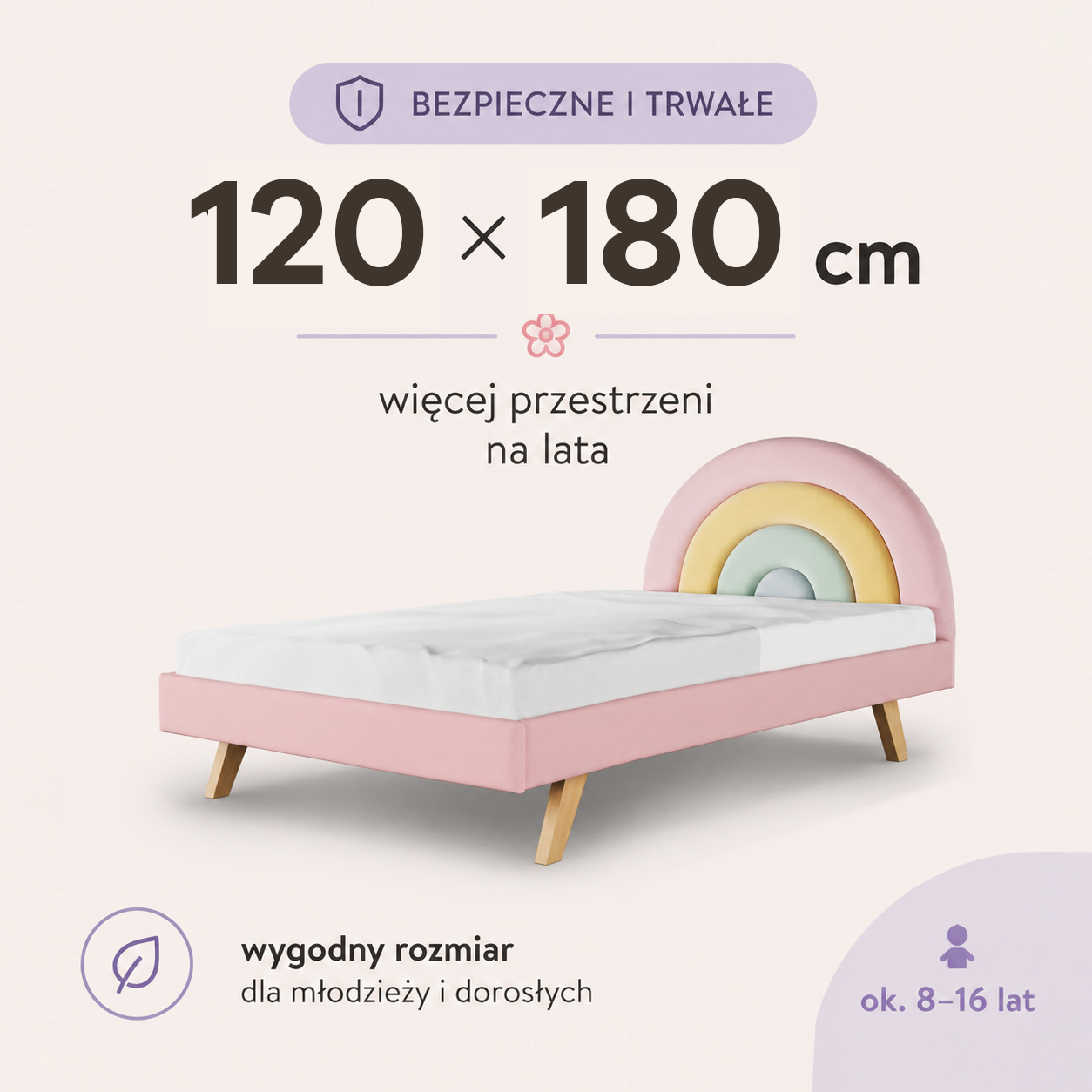 Łóżko do materaca 120 x 180 cm – więcej przestrzeni na lata