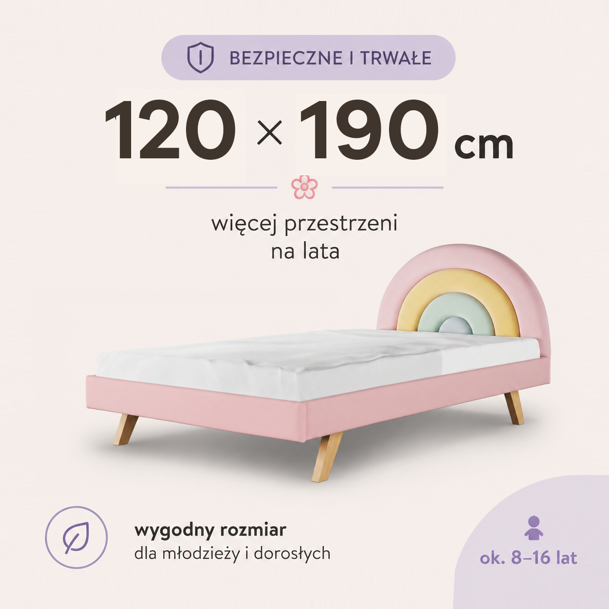 Łóżko do materaca 120 x 190 cm – więcej przestrzeni na lata