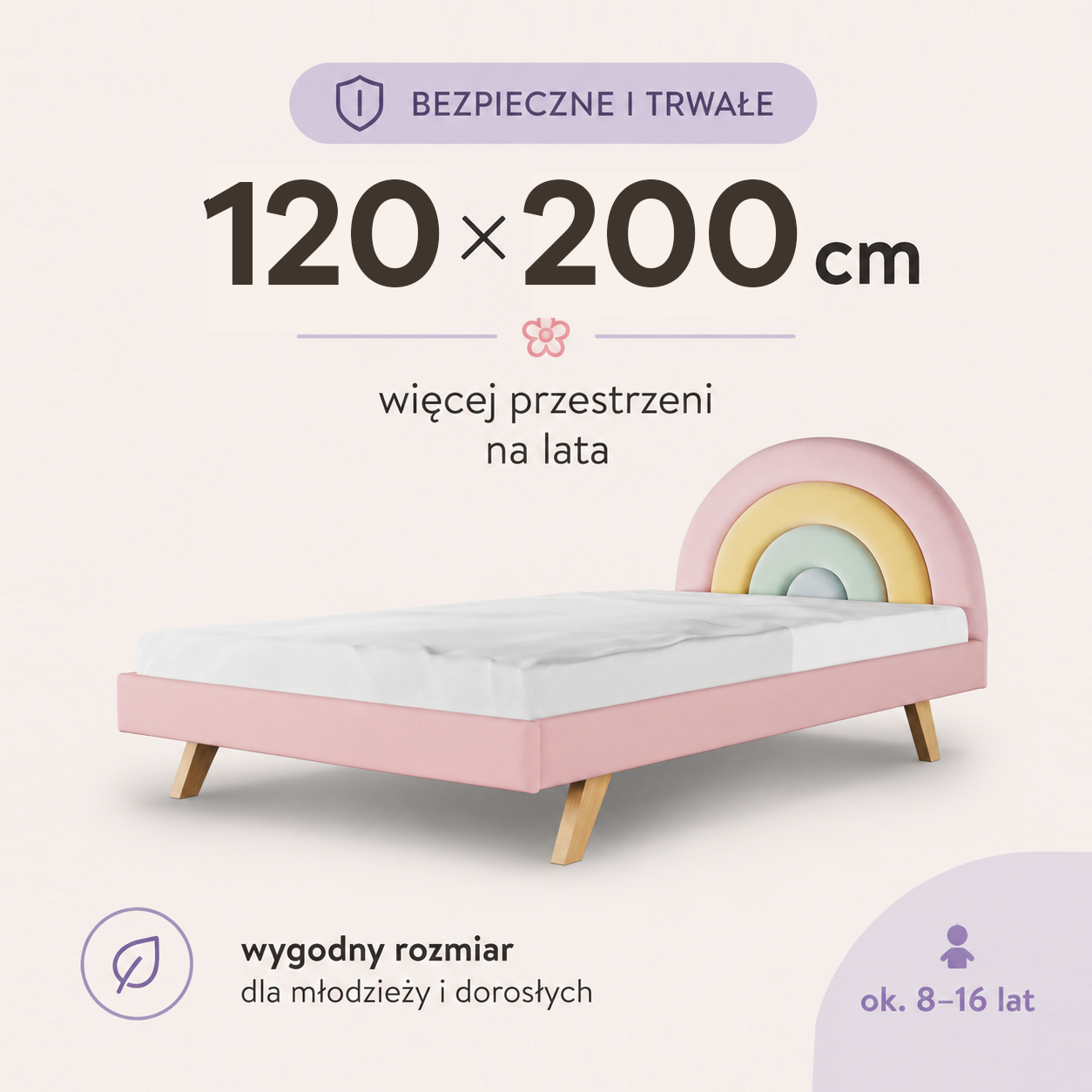 Łóżko do materaca 120 x 200 cm – więcej przestrzeni na lata